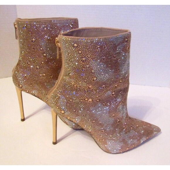 Steve Madden Pink Viala Ankle Boots Stiletto Leather Glass Rhinestones Sz 8.5 M - Picture 5 of 9